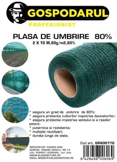 Imagine Plasa de umbrire ,2X10 M,80g/m2,80%