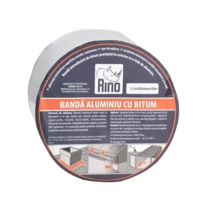 Bandă de Etanșare Rino cu Bitum și Aluminiu 1 mm x 100 mm x 10 m