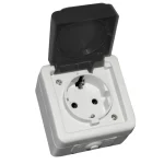 Priză cu Capac Gri IP54 – Montaj Aparat – Protecție Umiditate și Praf
