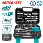 Trusa de chei tubulare 1/4 cu antrenor Total Industrial, contine 45 de piese