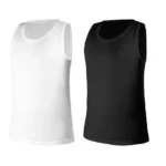 Set 2 Maiouri Bărbați (Alb + Negru), 95% Bumbac – Confort Premium