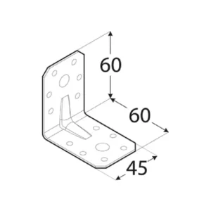 Colțar Perforat Tip KPL6 TIP4N - 60x60x45x2mm, 90 grade, Zincat (ZA)