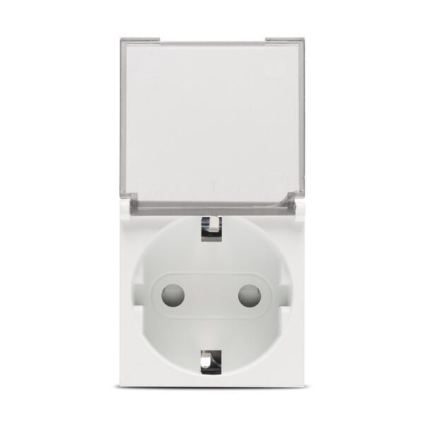 Priză Schuko EL-MODA Albă cu Protecție Copii (2 Module) | Siguranță și Design Modern