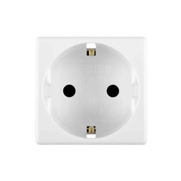 Priză Schuko Albă Gewiss System - 2 Module, 2P+E, 16A, Standard German (GW20265)