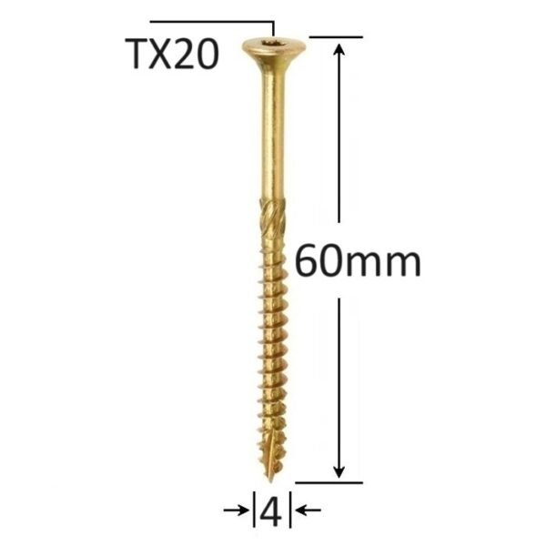 Șurub Dulgherie 4.0x60mm ZG TX20 | Fixare Sigură Lemn Cap Înecat