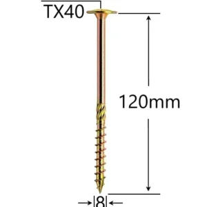 Șurub Dulgherie 8x120mm ZG TX40 | Fixare Robusta Lemn Masiv