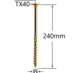 Șurub Dulgherie 8x240mm ZG TX40 | Fixare Robustă Lemn Masiv