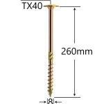 Șurub Dulgherie 8x260mm ZG TX40 | Fixare Robustă Lemn Masiv