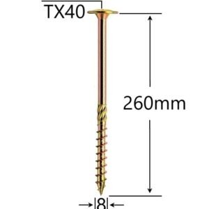 Șurub Dulgherie 8x260mm ZG TX40 | Fixare Robustă Lemn Masiv