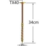 Șurub Dulgherie 8x340mm ZG TX40 | Fixare Ultra-Robustă Lemn Masiv