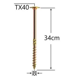 Șurub Dulgherie 8x340mm ZG TX40 | Fixare Ultra-Robustă Lemn Masiv