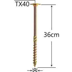 Șurub Dulgherie 8x360mm ZG TX40 | Fixare Ultra-Robustă pentru Lemn Masiv