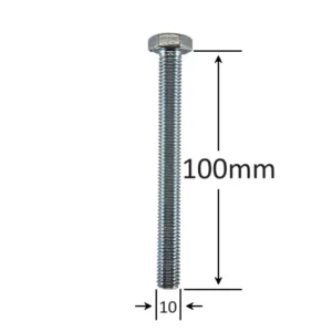 M10×100 Șurub hexagonal grad 8.8