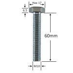 M10×60 Șurub hexagonal GR 8.8 – zincat