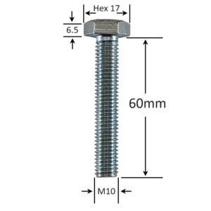 M10×60 Șurub hexagonal GR 8.8 – zincat