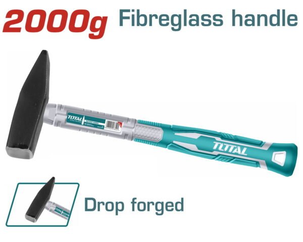 Ciocan lăcătușerie 2000 g – cap S2 forjat, mâner ergonomic fibreglass/lemn