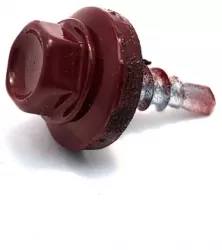 Șurub autoforant 4,8x19 RAL 3005 pentru metal – cap hexagonal CH8 + șaibă cauciuc