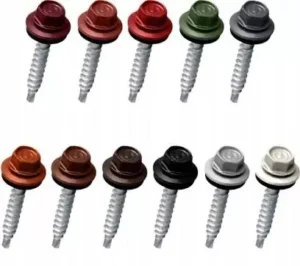 Șurub autoforant 4,8x19 RAL 3011 pentru metal – cap hexagonal CH8 + șaibă cauciuc