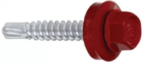 Șurub autoforant 4,8x19 RAL 3011 pentru metal – cap hexagonal CH8 + șaibă cauciuc