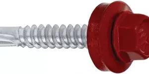 Șurub autoforant 4,8x19 RAL 3011 pentru metal – cap hexagonal CH8 + șaibă cauciuc