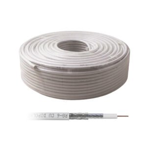 Coaxial RG6 Cu/Cu 75 Ω PVC alb, colac 100 m – Recber