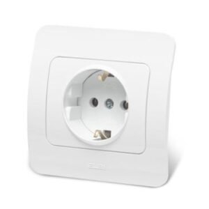 Priză Simplă cu Împământare EL-JAZZ Albă | Design Modern și Fiabilitate Esențială