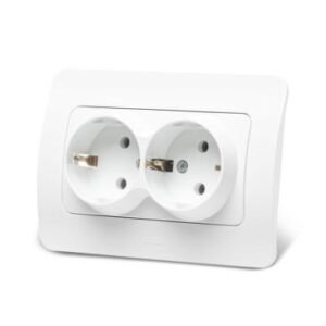 Priză Dublă cu Protecție Copii EL-JAZZ Albă | Eficiență și Siguranță pentru Familia Ta