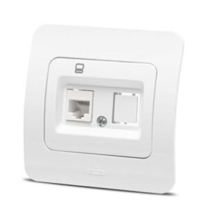 Priză UTP 1xRJ45 CAT6e EL-JAZZ Albă | Conectivitate de Rețea de Mare Viteză