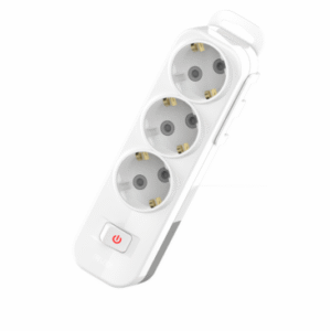 Grup de Prize (Prelungitor Tip Bloc) EL-MYRA Alb cu 3 Prize, Împământare și Întrerupător