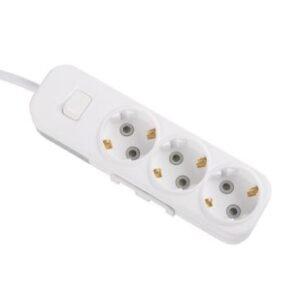Prelungitor EL-MYRA Alb cu 3 Prize, Împământare și Întrerupător | 3 Metri de Flexibilitate și Siguranță