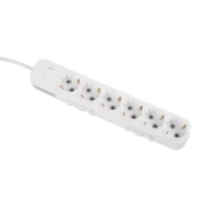 Prelungitor EL-MYRA Alb cu 6 Prize, Împământare și Întrerupător | 5 Metri de Flexibilitate Maximă și Siguranță