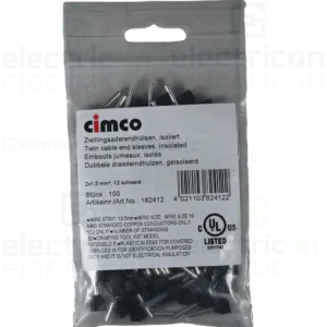 Pin dublu izolat GK 2x1.5/8 Negru - 100 bucăți