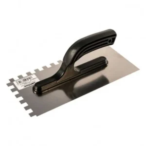 Gletieră Cremalieră (Crestată) cu Mâner PVC, Inox, 10x10mm, 270x125 mm