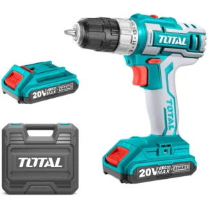 Mașină de Găurit cu Acumulator TOTAL, 20V, 2.0Ah, 1500 rpm, 45 Nm, 2 Acumulatori, LED