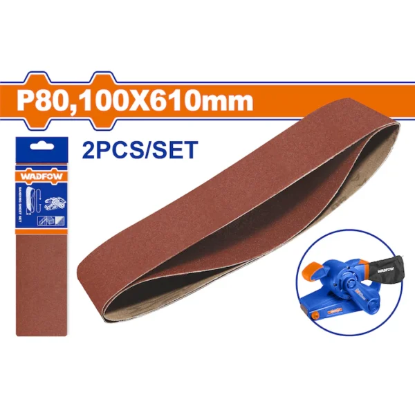 Set 2 buc hartie abraziva pentru slefuitor Wadfow, 100x610mm, P80