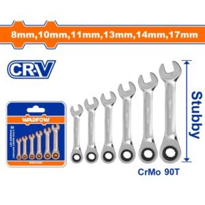 Set 6 chei scurte combinate cu clichet, 8-17mm, Cr-Mo, Cr-V