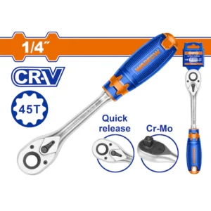 Cheie antrenor cu clichet Wadfow, 1/4", lungime 158mm, Cr-V, Cr-Mo