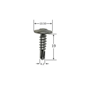 Șurub autoforant 4,2x19 mm cap plat + șaibă – încrucișat PH2