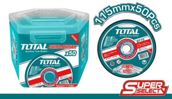 Set 50 discuri abrazive taiere metal, 115mm, Total