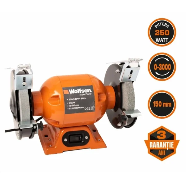 Polizor de Banc Wolfson 250W - 155mm | Unelte Ascuțite și Suprafațe Netezite în Atelierul Tău