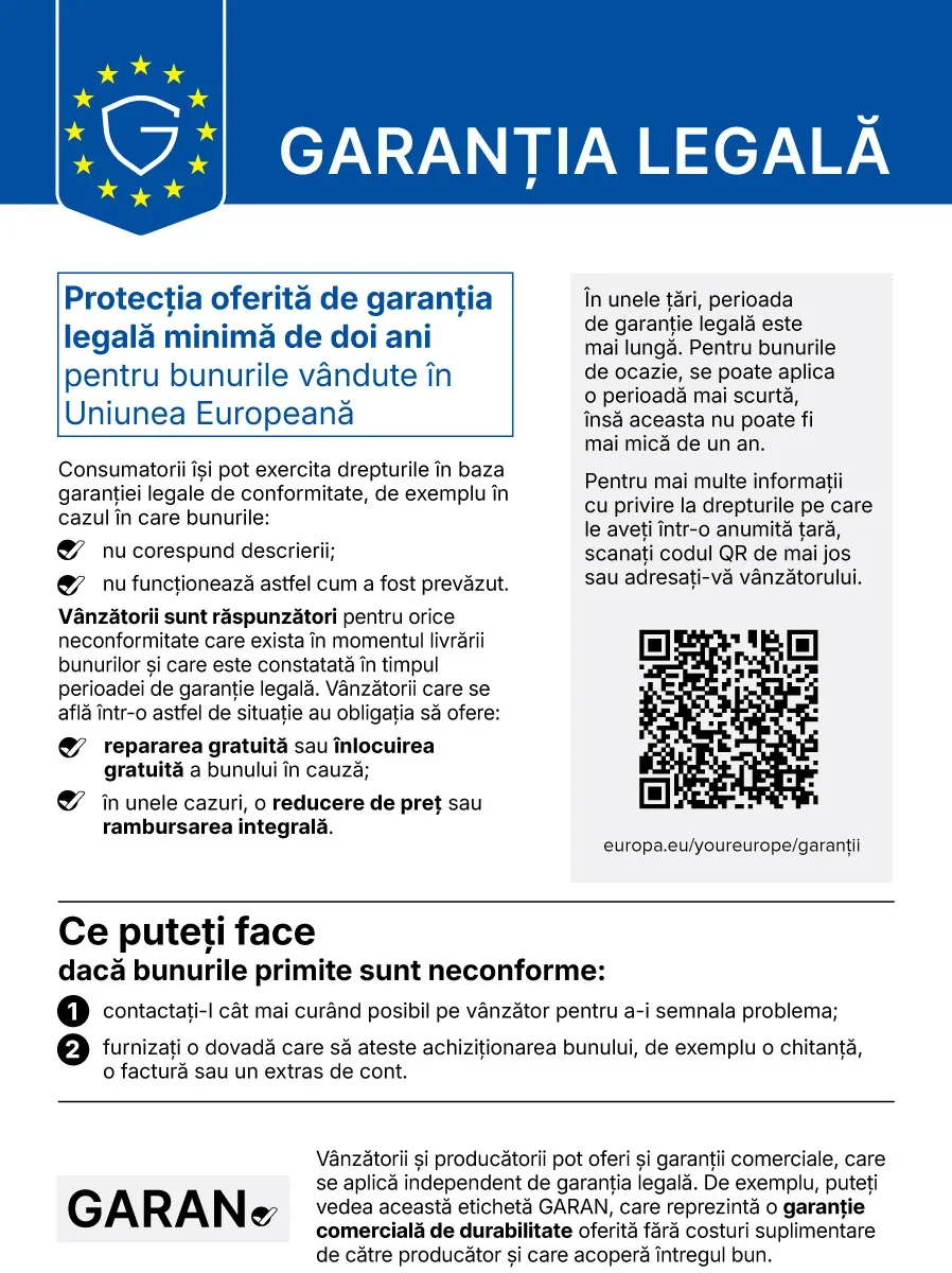 Notificarea UE privind garanția legală de conformitate - ZetX
